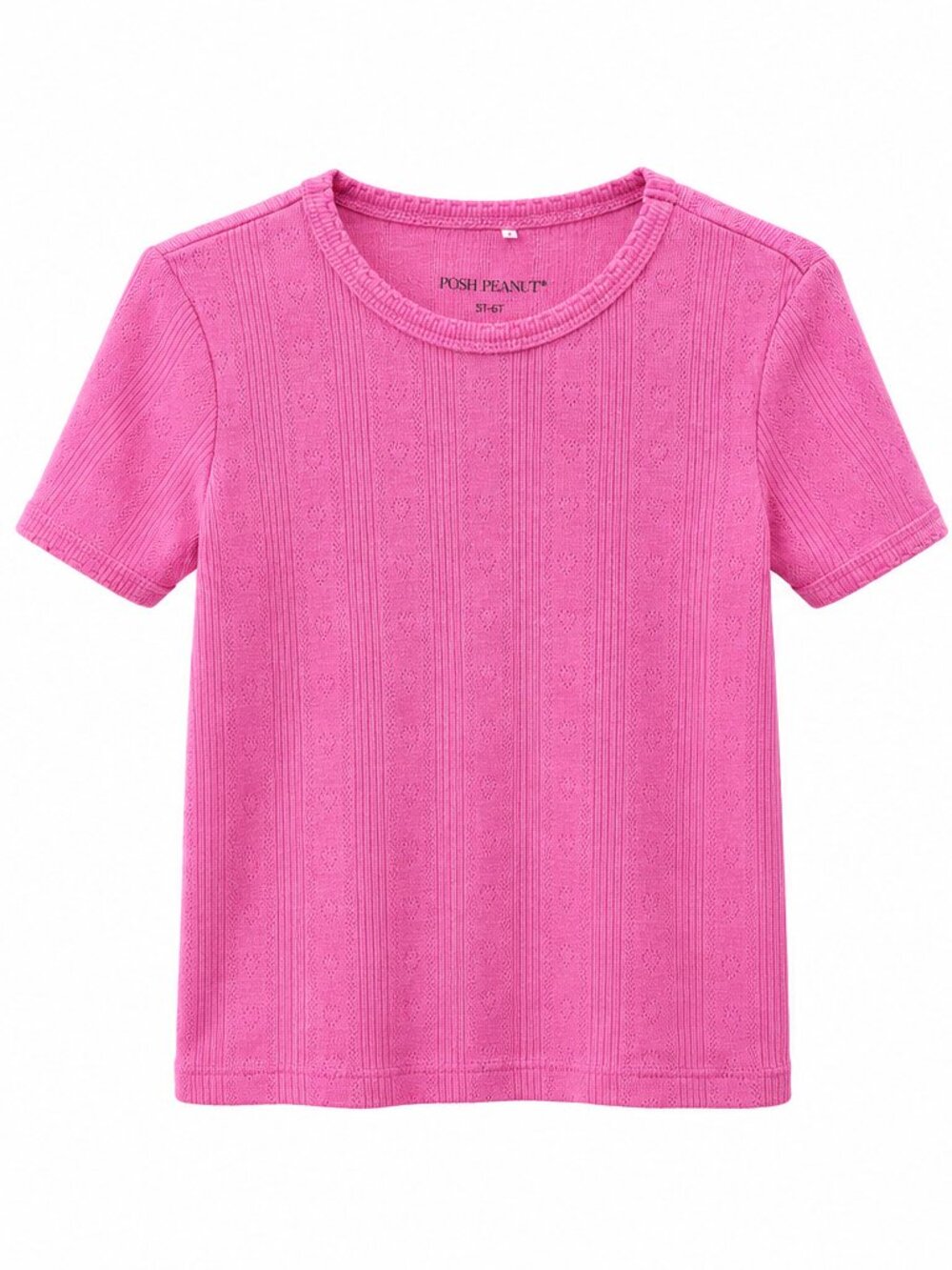 Posh Peanut Pointelle Hearts Short Sleeve Shirt Girls 5-6